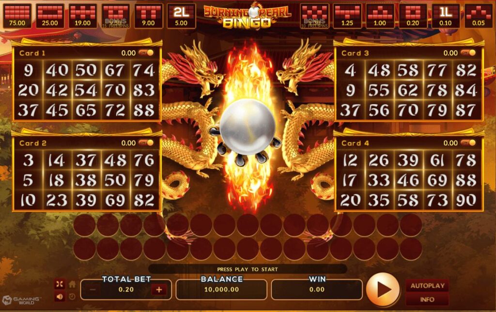 Burning Pearl Bingo gameplay